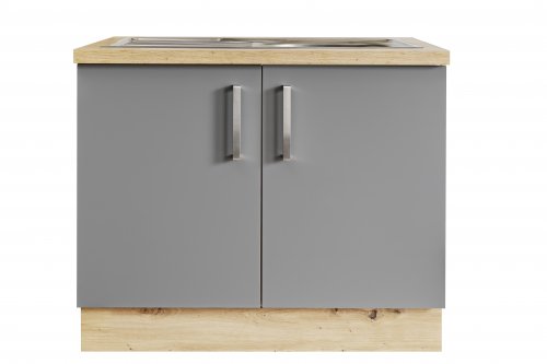 Küchen Einlass-Spüle DARIA 100x60cm - Artisan Eiche Nachbildung/Lacklaminat Schiefer