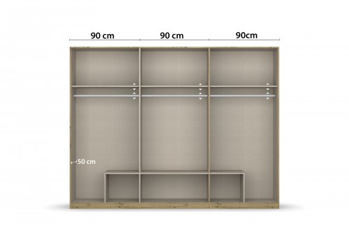 Drehtürenschrank Gamma, 6-trg., 2 Spiegeltüren, 6 Schubkästen, weiß / San Remo Eiche hell