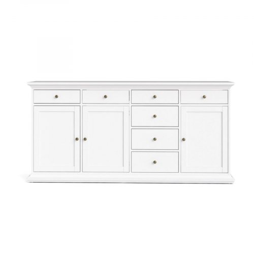 Sideboard Paris, 3 Türen und 7 Schubladen - Weiß