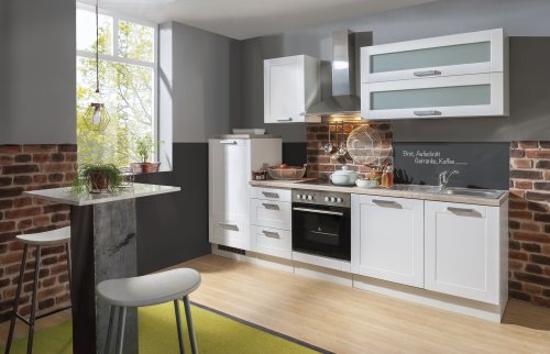 Küchen Halbhoher Kühlgeräteumbauschrank MATRIX 60x135x60cm, Weiß / Weiß Kassette