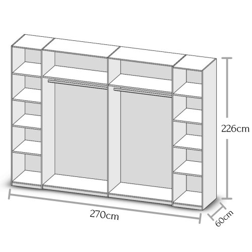 Schwebetürenkleiderschrank MATCH 2 - 4-trg. - Eiche San Remo Nb./Weiß - 270cm