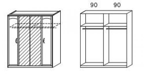 Kleiderschrank TORRENT, 4-trg., 2 Spiegel