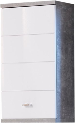 Badezimmer-Set POOL, Beton/MDF Weiß Hochglanz Nachbildung