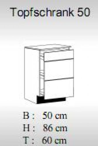 Küchen Topfschrank DARIA/DAVOS 50x60cm - Artisan Eiche Nachbildung/Lacklaminat Schiefer