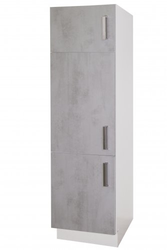 Küchen Kühlgeräteumbauschrank MARA 60x212x60cm, Weiß / Betonoptik