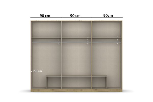 Drehtürenschrank Gamma, 6-trg., 2 Spiegeltüren, 6 Schubkästen, weiß / San Remo Eiche hell