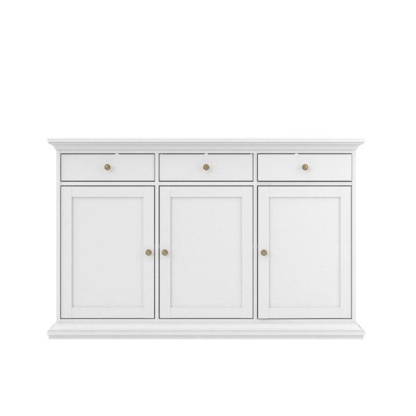 Sideboard Paris, 3 Türen und 3 Schubladen - Weiß