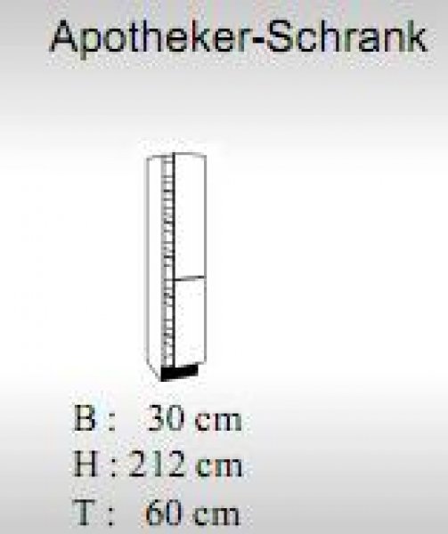 Küchen Apothekerschrank JUDITH 30x212x60cm, Trüffeleiche / Hochglanz-Weiß
