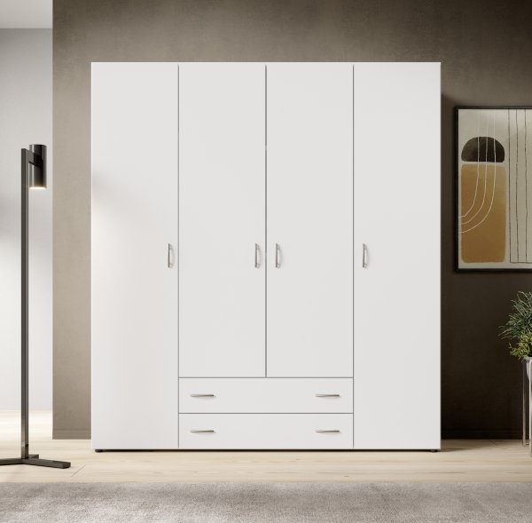 Kleiderschrank BASE 4-trg. Weiß 160 cm