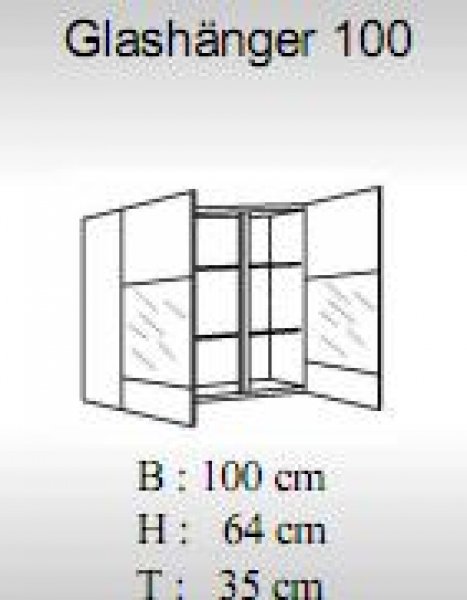 Küchen Glas-Hänger MARA 100x64cm, Weiß / Hochglanz-Weiß