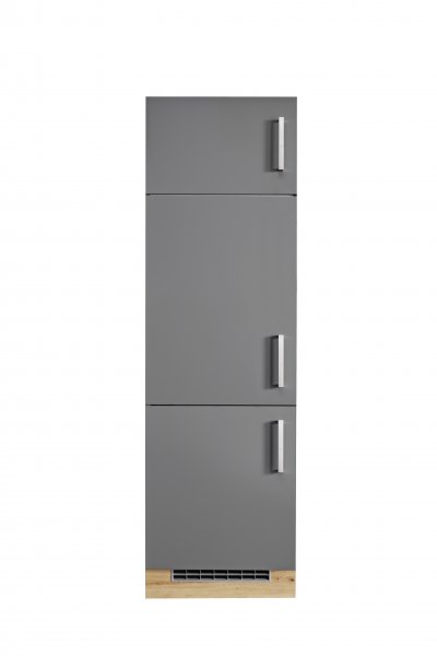 Küchen Kühlgeräteumbauschrank DARIA 60x200x60cm - Artisan Eiche Nachbildung/Lacklaminat Schiefer