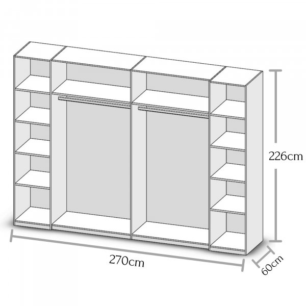 Schwebetürenkleiderschrank MATCH 2 - 4-trg. - Eiche San Remo Nb./Weiß - 270cm