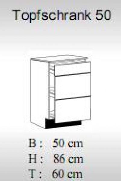 Küchen Topfschrank SONEA 50x60cm, Sonoma Eiche Dekor / Weiß