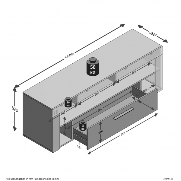 HIFI/TV Board VIBIO 2, Beton Light Atelier/Weiß